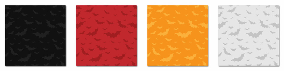 Set of patterns with bats of different colors. Vector collection