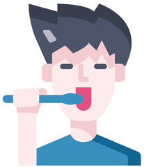 brush teeth flat icon