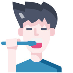 brush teeth flat icon