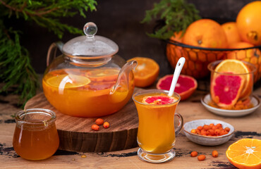 Sea buckthorn tea with orange and honey 