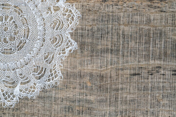 white lace on a wooden background