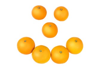 tangerines isolated on a white background and laid out in the form of a smile