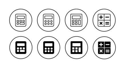 Calculator icons set. Accounting calculator sign and symbol.