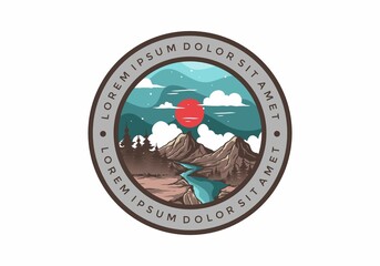 Colorful illustration of mountain graphic