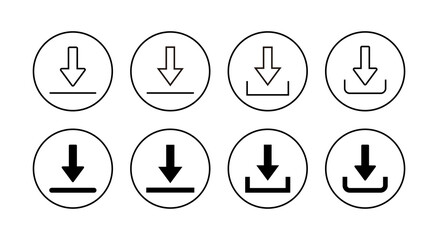 Download icons set. Download sign and symbol