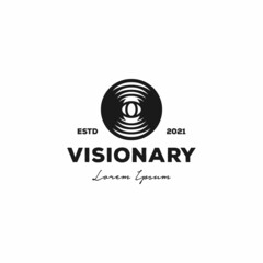 Emblem abstract badge luxury simple flat vintage clean character lens focus eye vision visionary logo