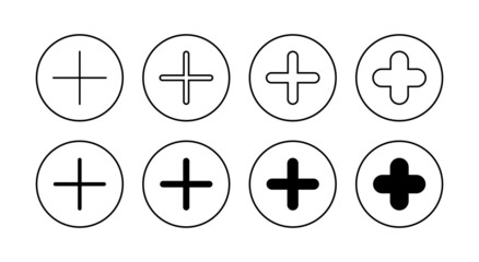 Plus Icons set. Add plus sign and symbol