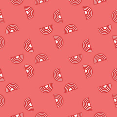 Abstract seamless pattern on pink background. Geometrical shapes for textile design.