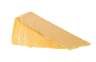 Piece of parmesan cheese isolated on white. Ready for clipping path.