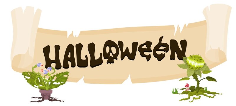 Scroll and lettering halloween for fall holiday