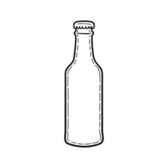 Hand drawn bottle of cold beer, sketch. Oktoberfest symbol. Vector illustration.