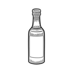 Close beer bottle. Vintage black vector engraving illustration.
