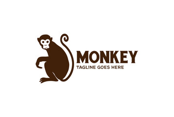 Simple Minimalist Funny Monkey Logo Design Vector