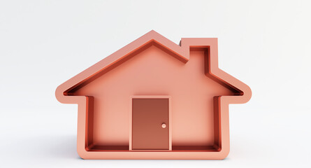 bronze house icon isolated on white background. minimal style cute home. 3d rendering