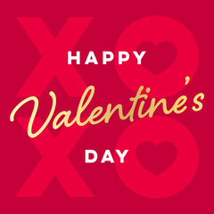 Valentines Day Square Banner Design Template for Greeting Card or Social Media Post. Happy Valentine's Day Typography on Red Background