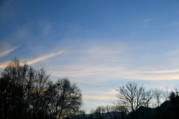 Vaduz, Liechtenstein, November 19, 2021 Blue sky just after sunset