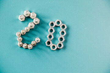 Number twenty with bolts and nuts