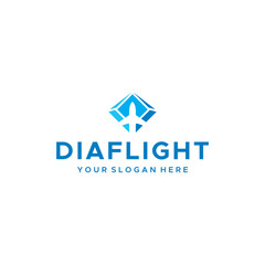 Modern DIA FLIGHT plane fly the line logo design