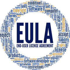 EULA - End User License Agreement conceptual vector illustration word cloud isolated on white background.
