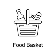 Food Basket vector outline icon for web design isolated on white background