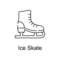 Ice skate vector outline icon for web design isolated on white background