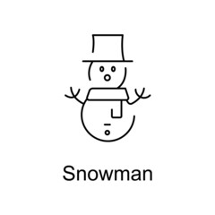 Snowman vector outline icon for web design isolated on white background