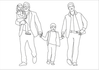 FAMILY black and white isolate man with child father and son daughter mixed families 