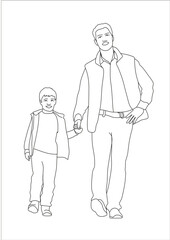 FAMILY black and white isolate man with child dad and son