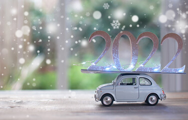 2022 on top of a toy car