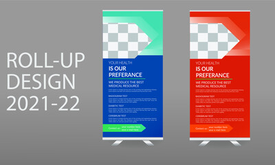 Roll-Up Medical Banner design,Healthcare and medical and flat icons roll up design,Vertical banner design template