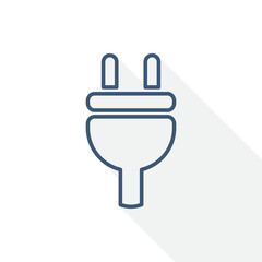 Obraz premium Electricity plug thin line vector icon, flat design illustration in eps 10