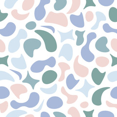 Seamless pattern depicting abstract shapes of blue, green and beige colors. Abstract pattern for print and gift wrapping. Vector illustration