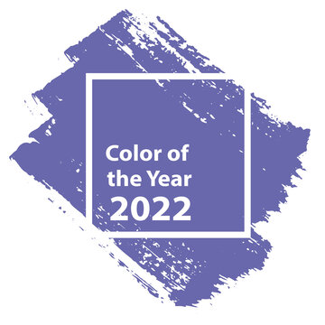 Color of the year 2022 violet purple. Brushstroke swatch of color in a frame. Vector illustration