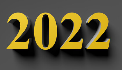 Number 2022 for New Year holiday over dack background