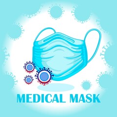 Realistic medical face mask. Details 3d medical mask. Vector illustration.Use of the surgical mask to fight the coronavirus..