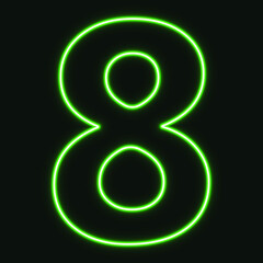 Creative Neon number Eight vector illustration