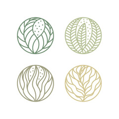 Set of nature leaves logo element 