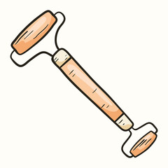 Vector isolated doodle illustration of gua sha facial massager roller.
