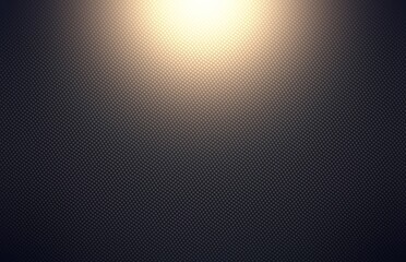 Black dots mosaic wavy lines pattern illuminated bright shine from top. Elegant dark background.