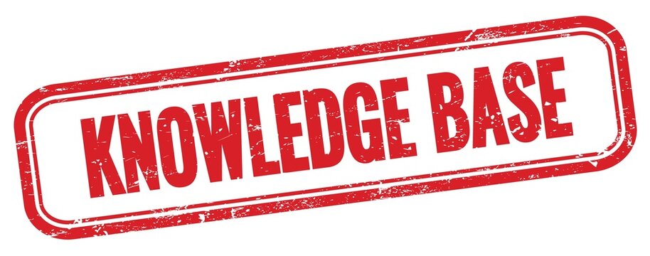 KNOWLEDGE BASE text on red grungy vintage stamp.