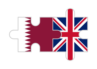 puzzle pieces of qatar and uk flags. vector illustration isolated on white background
