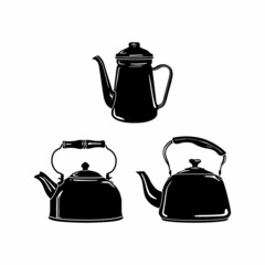 Teapot kettle boiler illustration set vector