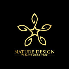 Vector floral icons and logo design templates in outline style - abstract monograms and emblems.