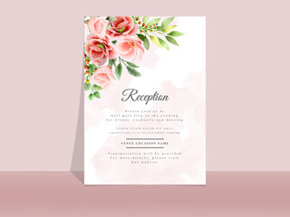 Wedding invitation card template red flowers theme