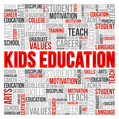 Kids Education word cloud collage, education concept background