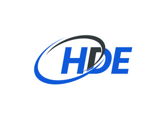 HDE letter creative modern elegant swoosh logo design