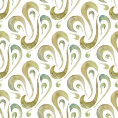 Watercolor abstract seamless pattern by hands. Watercolor wave