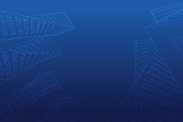 Abstract architectural background. Linear 3D illustration.