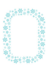 Christmas snowflakes frame. Xmas border. Size A4. Winter snowflakes background with copy space for text.