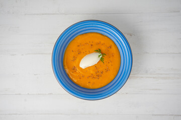Carrot soup with mascarpone cheese
